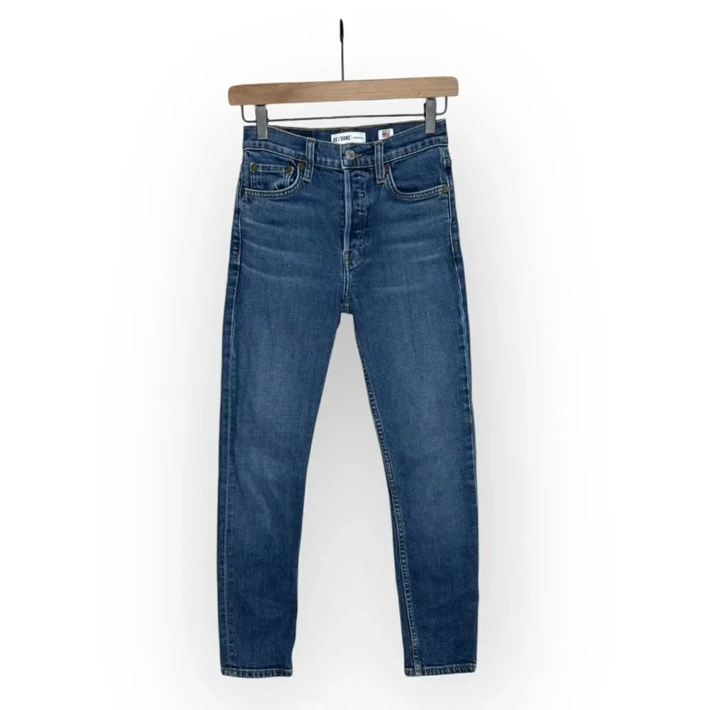 Re/Done High Rise Skinny Ankle Jeans with Button Fly Size 25